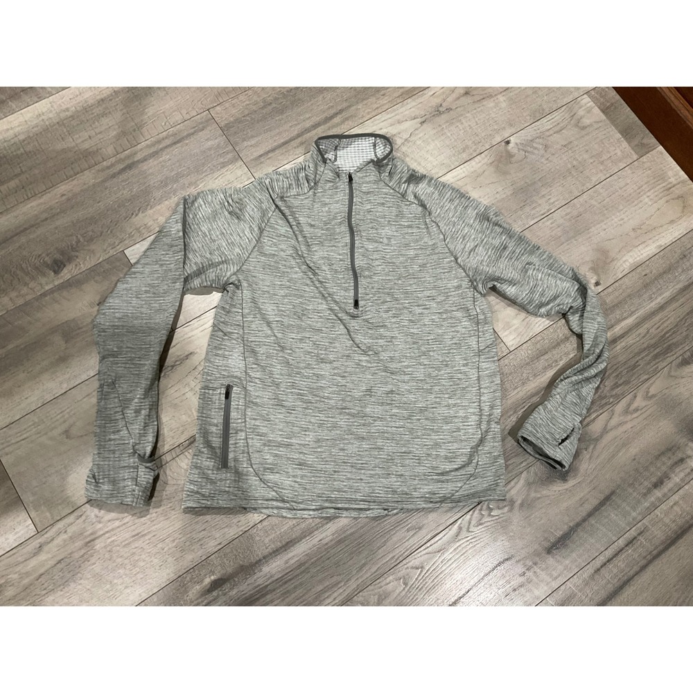 Nike‎ Dri-FIT Womens Half Zip Running Top Grey Space Dye Waffle Fleece Medium